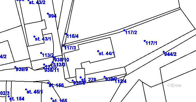 Parcela st. 44/1 v KÚ Drahlín, Katastrální mapa