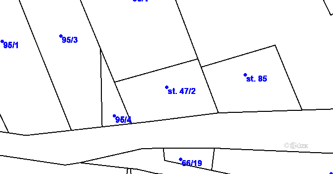 Parcela st. 47/2 v KÚ Drahlín, Katastrální mapa