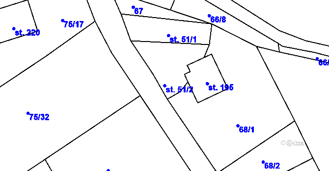 Parcela st. 51/2 v KÚ Drahlín, Katastrální mapa