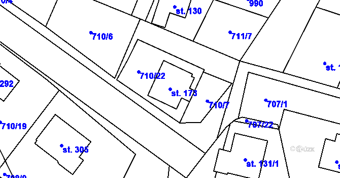 Parcela st. 173 v KÚ Drahlín, Katastrální mapa