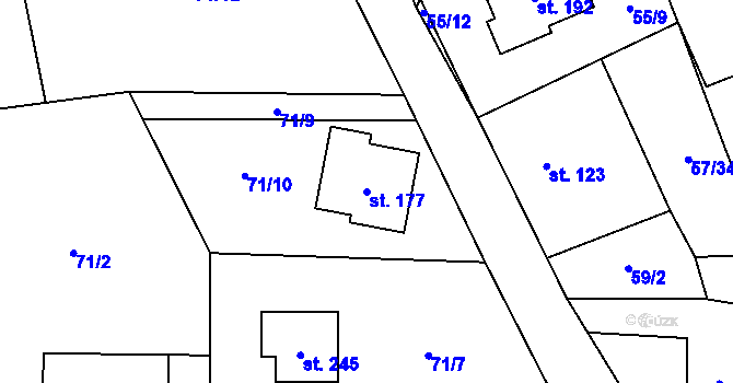 Parcela st. 177 v KÚ Drahlín, Katastrální mapa