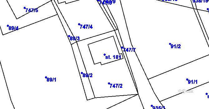 Parcela st. 181 v KÚ Drahlín, Katastrální mapa