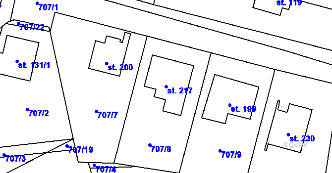 Parcela st. 217 v KÚ Drahlín, Katastrální mapa