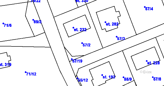 Parcela st. 57/2 v KÚ Drahlín, Katastrální mapa