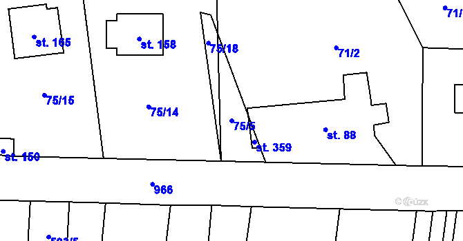 Parcela st. 75/5 v KÚ Drahlín, Katastrální mapa