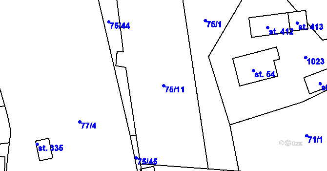 Parcela st. 75/11 v KÚ Drahlín, Katastrální mapa