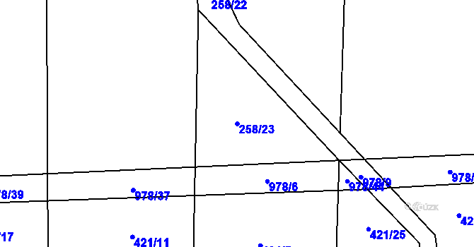 Parcela st. 258/23 v KÚ Drahlín, Katastrální mapa