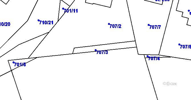 Parcela st. 707/3 v KÚ Drahlín, Katastrální mapa