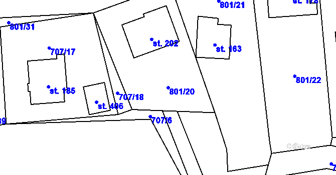 Parcela st. 801/20 v KÚ Drahlín, Katastrální mapa