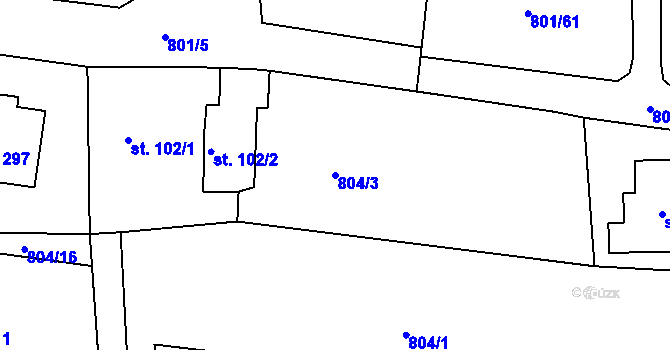Parcela st. 804/3 v KÚ Drahlín, Katastrální mapa