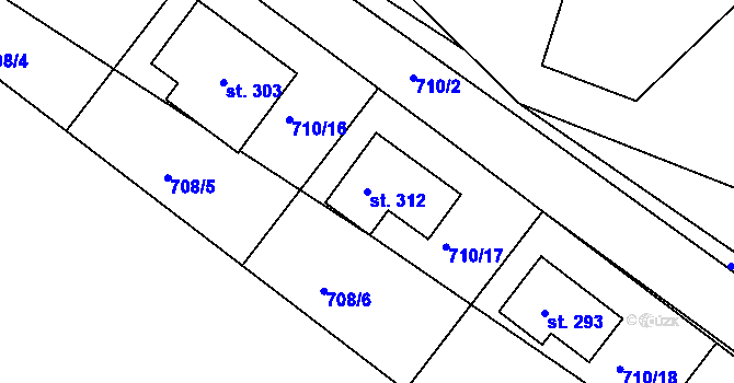 Parcela st. 312 v KÚ Drahlín, Katastrální mapa