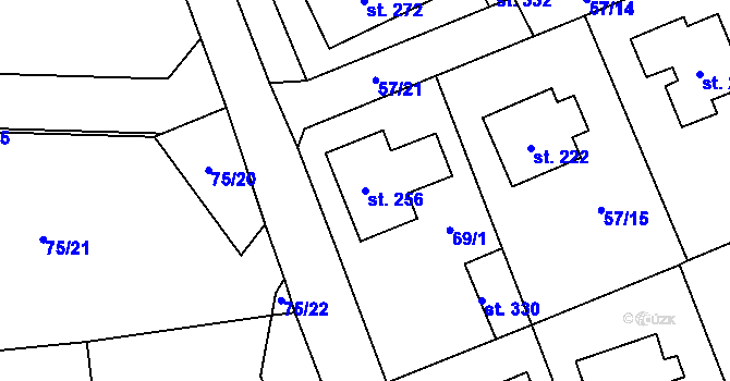 Parcela st. 256 v KÚ Drahlín, Katastrální mapa