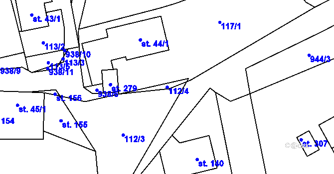 Parcela st. 112/4 v KÚ Drahlín, Katastrální mapa