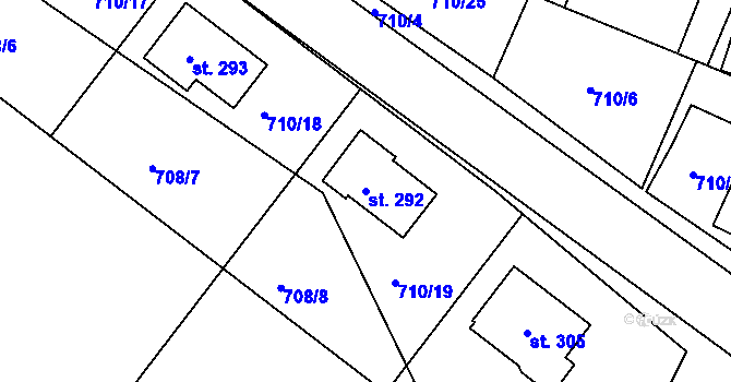 Parcela st. 292 v KÚ Drahlín, Katastrální mapa