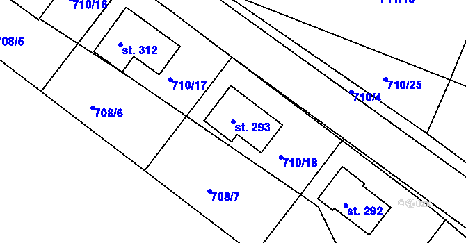 Parcela st. 293 v KÚ Drahlín, Katastrální mapa