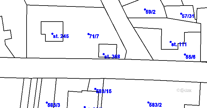 Parcela st. 368 v KÚ Drahlín, Katastrální mapa