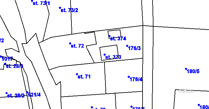 Parcela st. 373 v KÚ Drahlín, Katastrální mapa