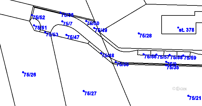Parcela st. 75/48 v KÚ Drahlín, Katastrální mapa