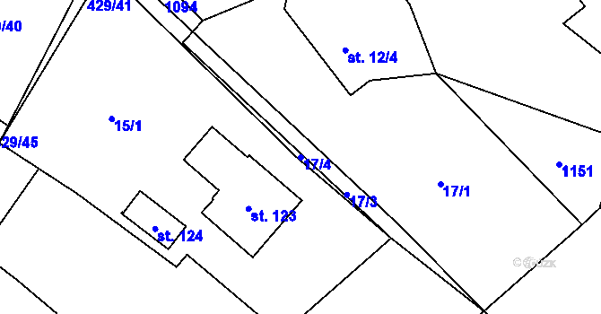 Parcela st. 17/4 v KÚ Drahňovice, Katastrální mapa