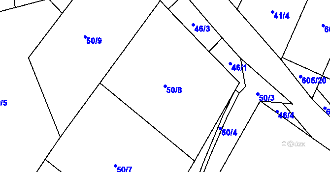 Parcela st. 50/8 v KÚ Drahňovice, Katastrální mapa