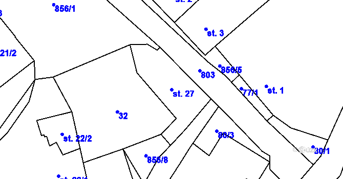 Parcela st. 27 v KÚ Drahobudice, Katastrální mapa