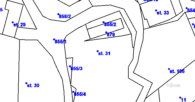 Parcela st. 31 v KÚ Drahobudice, Katastrální mapa