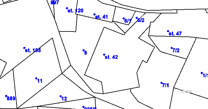 Parcela st. 42 v KÚ Drahobudice, Katastrální mapa