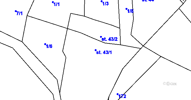 Parcela st. 43/1 v KÚ Drahobudice, Katastrální mapa