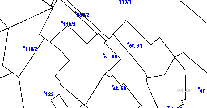 Parcela st. 60 v KÚ Drahobudice, Katastrální mapa