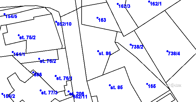 Parcela st. 86 v KÚ Drahobudice, Katastrální mapa