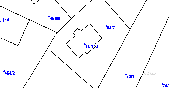 Parcela st. 143 v KÚ Drahobudice, Katastrální mapa