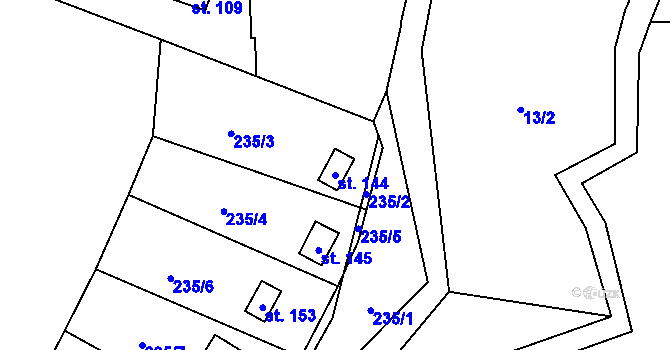 Parcela st. 144 v KÚ Drahobudice, Katastrální mapa