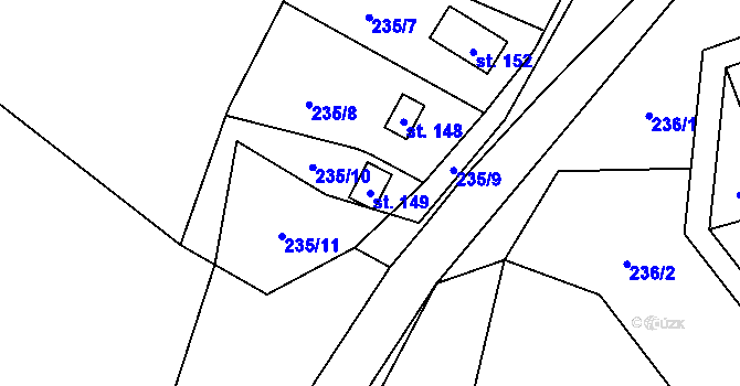 Parcela st. 149 v KÚ Drahobudice, Katastrální mapa