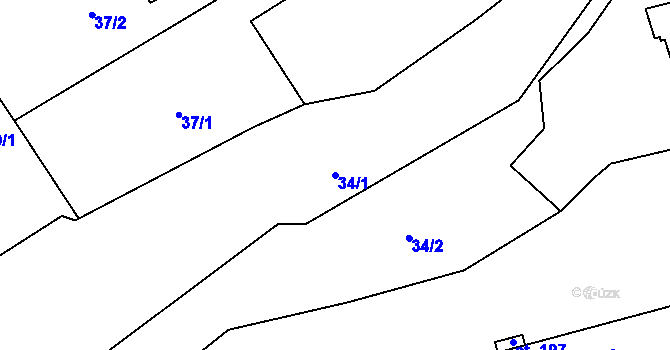 Parcela st. 34/1 v KÚ Drahobudice, Katastrální mapa