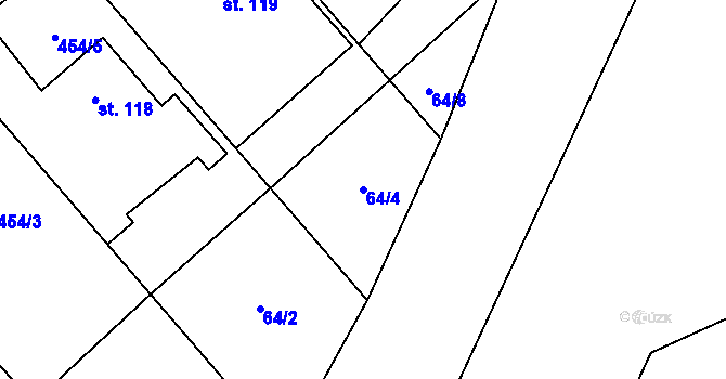 Parcela st. 64/4 v KÚ Drahobudice, Katastrální mapa