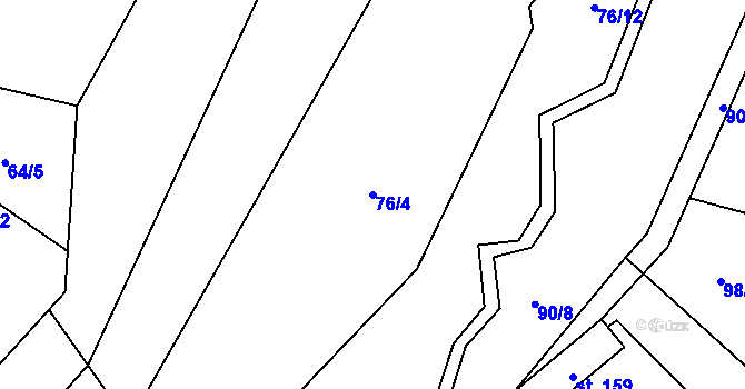 Parcela st. 76/4 v KÚ Drahobudice, Katastrální mapa