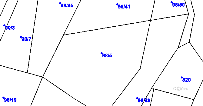 Parcela st. 98/5 v KÚ Drahobudice, Katastrální mapa