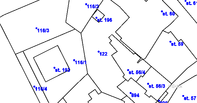 Parcela st. 122 v KÚ Drahobudice, Katastrální mapa