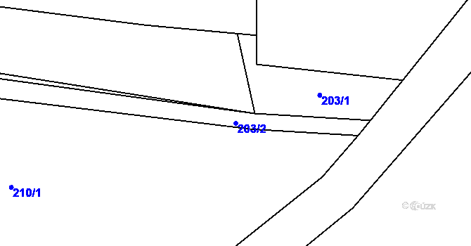 Parcela st. 203/2 v KÚ Drahobudice, Katastrální mapa
