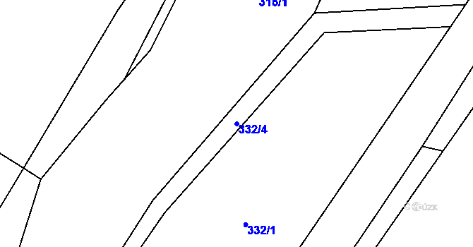 Parcela st. 332/4 v KÚ Drahobudice, Katastrální mapa