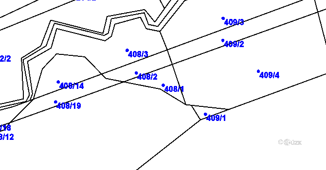 Parcela st. 408/1 v KÚ Drahobudice, Katastrální mapa