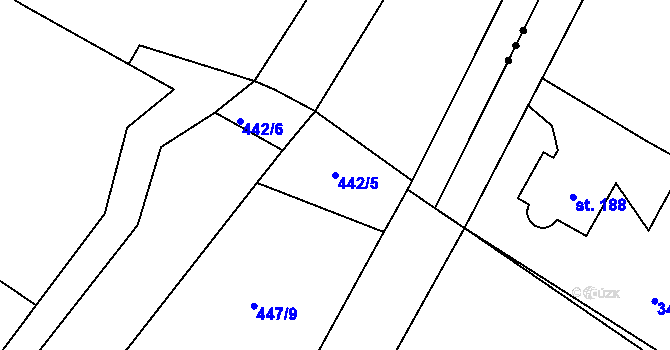 Parcela st. 442/5 v KÚ Drahobudice, Katastrální mapa