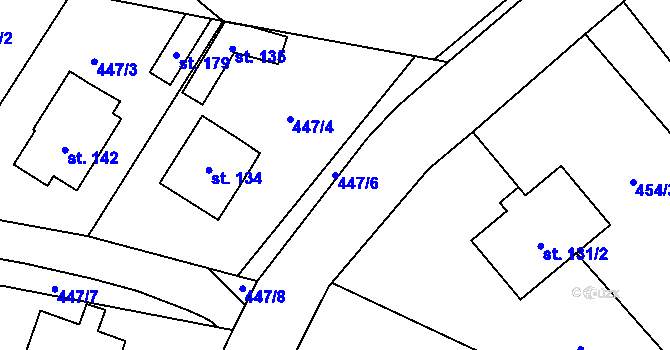 Parcela st. 447/6 v KÚ Drahobudice, Katastrální mapa