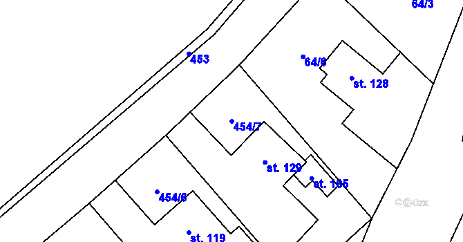 Parcela st. 454/7 v KÚ Drahobudice, Katastrální mapa