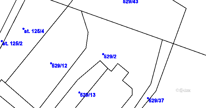 Parcela st. 529/2 v KÚ Drahobudice, Katastrální mapa