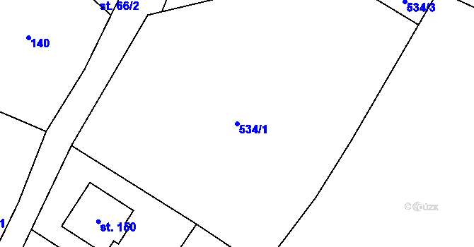 Parcela st. 534/1 v KÚ Drahobudice, Katastrální mapa