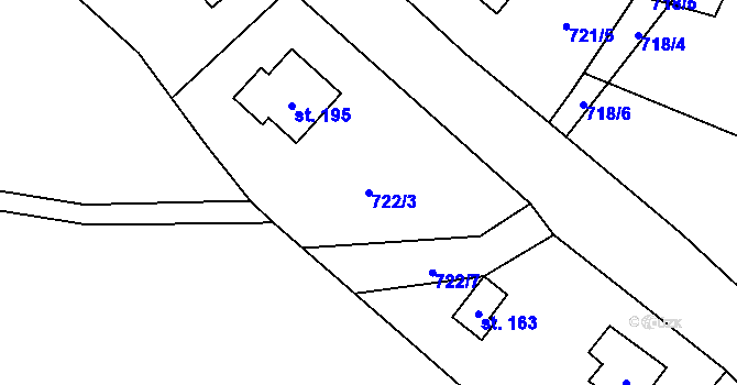 Parcela st. 722/3 v KÚ Drahobudice, Katastrální mapa