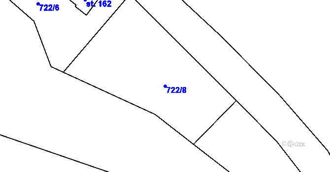 Parcela st. 722/8 v KÚ Drahobudice, Katastrální mapa