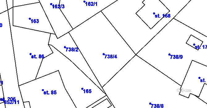 Parcela st. 738/4 v KÚ Drahobudice, Katastrální mapa