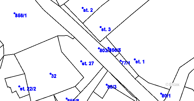 Parcela st. 803 v KÚ Drahobudice, Katastrální mapa